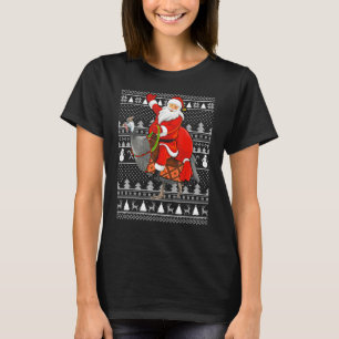 Funny Lover Santa Riding Guinea Fowl Bird Ugly Chr T-Shirt