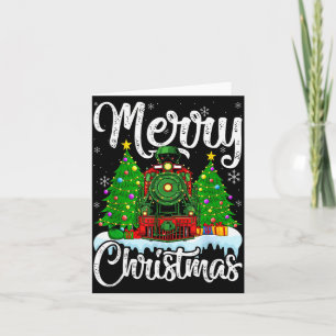 Funny Lover Xmas Lighting Santa Train Christmas  Card