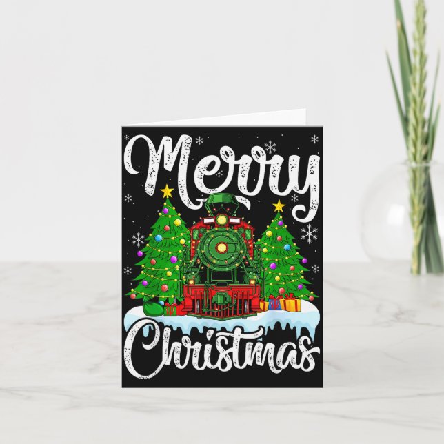 Funny Lover Xmas Lighting Santa Train Christmas  Card (Front)