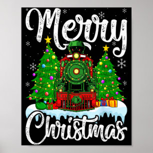 Funny Lover Xmas Lighting Santa Train Christmas  Poster