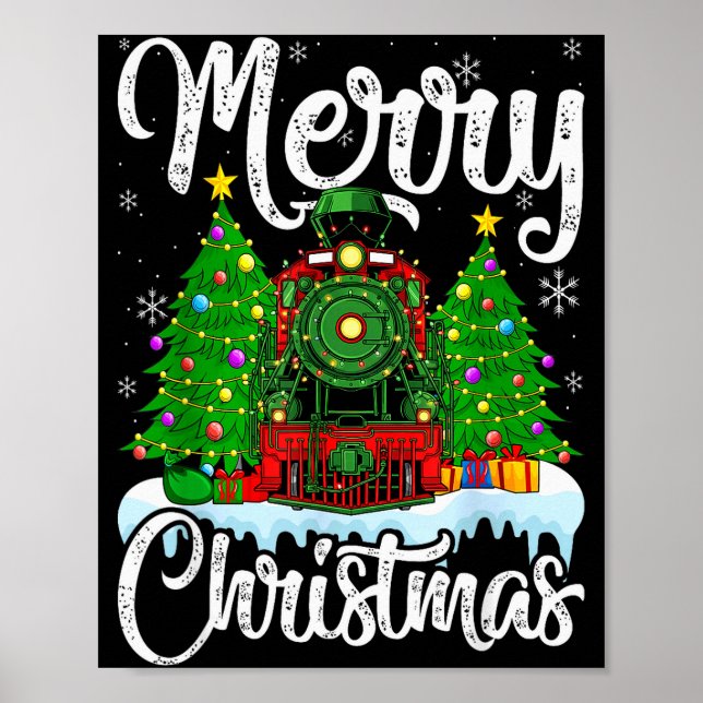 Funny Lover Xmas Lighting Santa Train Christmas  Poster (Front)
