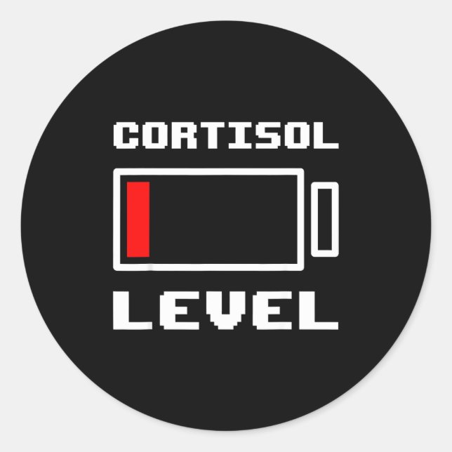 Funny low battery cortisol level running out meme  classic round sticker (Front)