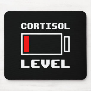 Funny low battery cortisol level running out meme mouse pad