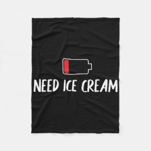 Funny Low Battery I Need Ice Cream Cool Summer Tre Fleece Blanket