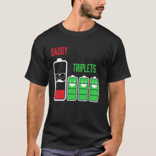 Funny Low Battery Triplet Dad T-Shirt