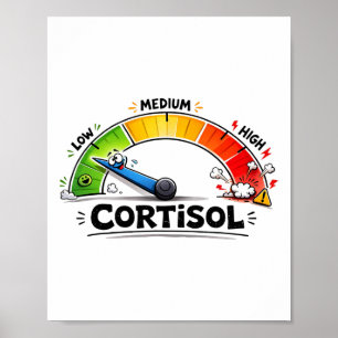 Funny Low Cortisol Level Metre Gauge Stress Relief Poster