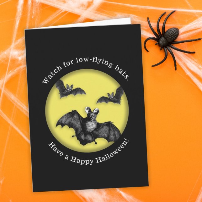 Funny Low Flying Bats Happy Halloween Card (Creator Uploaded)