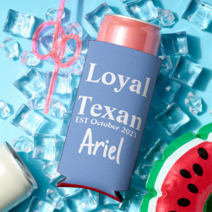 Funny "Loyal Texan" Red, White, & Blue Summer Seltzer Can Cooler