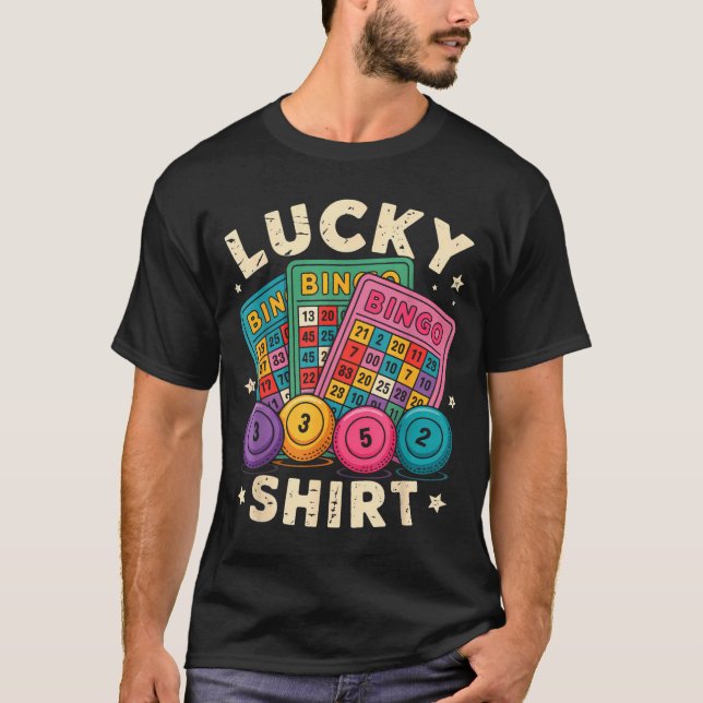 Funny Lucky Bingo Funny Gambling Bingo Player Men  T-Shirt (Front)