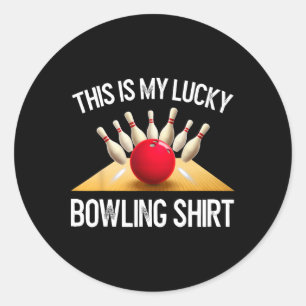 Funny Lucky Bowling Team Vintage Retro Gift Tee Classic Round Sticker