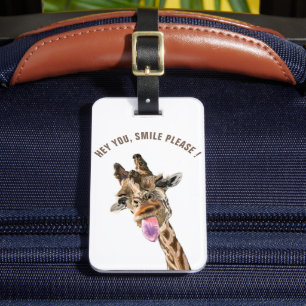 Funny Luggage Tag Playful Giraffe - Custom Text