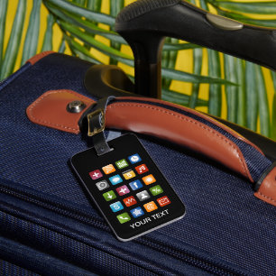 Funny luggage tag with smartphone app icons
