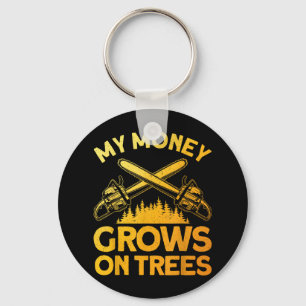 Funny Lumberjack Art For Men Tree Cutter Saw Logge Key Ring