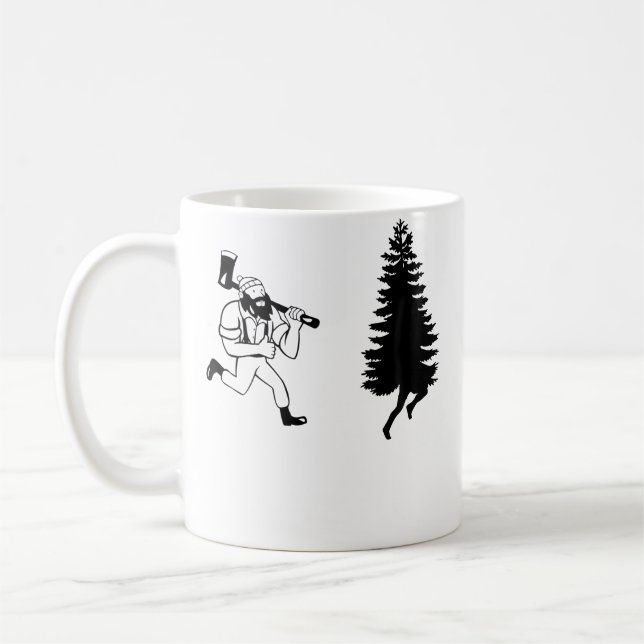 Funny Lumberjack Forest Running Wood Coffee Mug (Left)