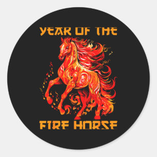 Funny lunar horse fire year yea new chinese happy classic round sticker