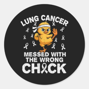 Funny Lung Cancer Awareness Chicken White Ribbon S Classic Round Sticker