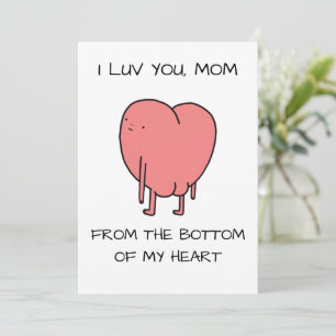 Funny Luv You Mum Pink Illustrated Mother's Day  Holiday Card