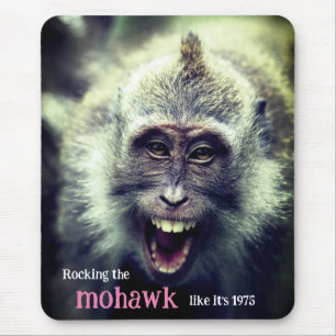 Funny macaque monkey photo mouse pad