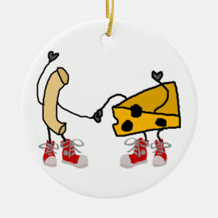 Funny Macaroni and Cheese Cartoon Art Ceramic Tree Decoration
