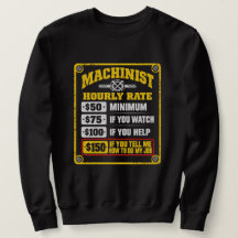 Funny Machinist Hourly Rate Sarcastic Gift
