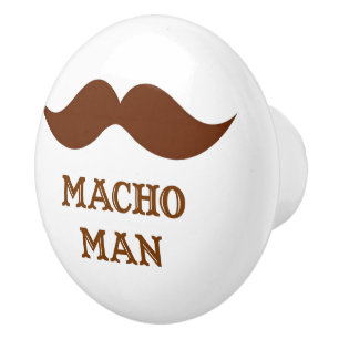 Funny Macho Man Moustache Ceramic Knob