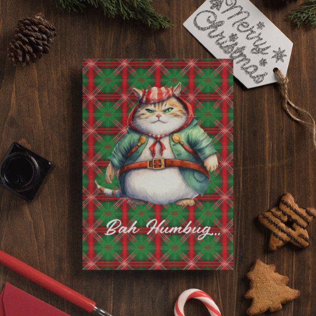 Funny Mad Cat Customisable Holiday Card (Creator Uploaded)