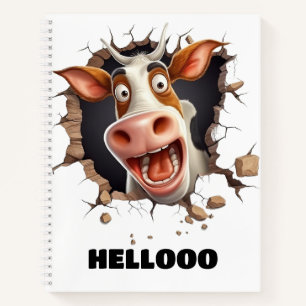 Funny mad cow cartoon farm animal fun notebook