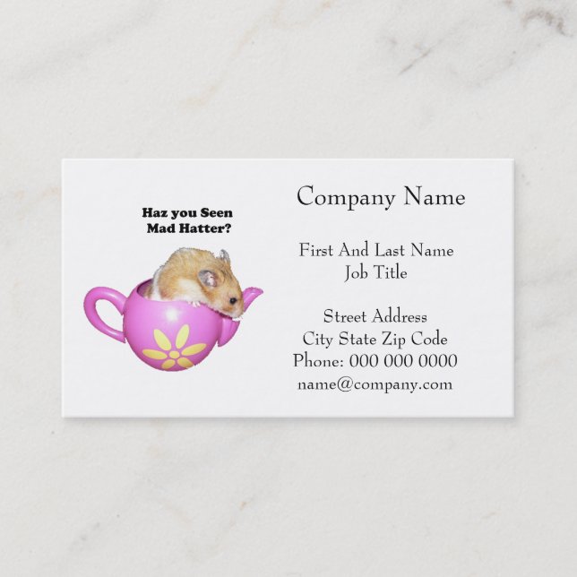  Funny Mad Hatter Dormouse Alice in Wonderland Business Card (Front)