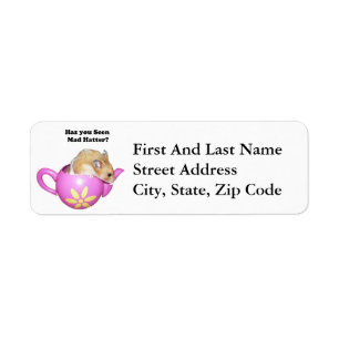  Funny Mad Hatter Dormouse Alice in Wonderland Return Address Label