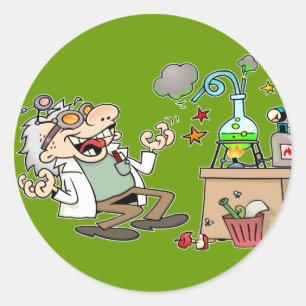 Funny Mad Scientist Classic Round Sticker