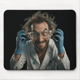 Funny Mad Scientist Crazy Laboratory Gaming Mouse Pad