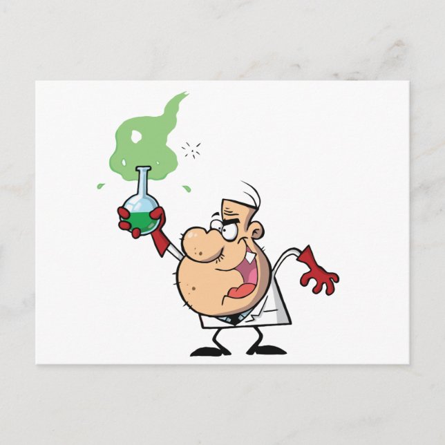 Funny Mad Scientist Holding Green Potion Postcard (Front)