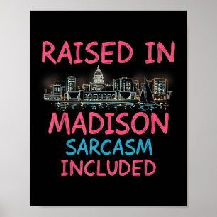 Funny Madison Wisconsin Night Skyline Vintage  Poster