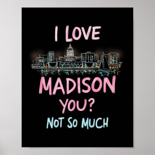 Funny Madison Wisconsin Night Skyline Vintage Prem Poster