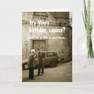 Funny mafia birthday customisable greeting card