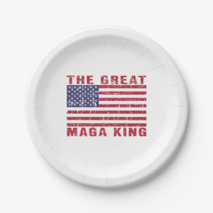 Funny MAGA King Trump Supporter Paper Plate