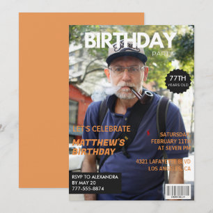 Funny Magazine Editorial Photo 77th birthday Invitation