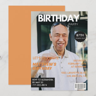 Funny Magazine Editorial Photo 87th birthday Invitation