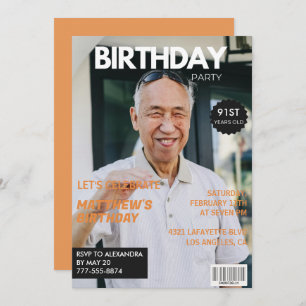 Funny Magazine Editorial Photo 91st birthday Invitation