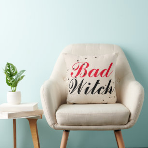 Funny magic happy halloween Bad witch  Cushion