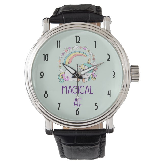 Funny - Magical AF. Unicorn,Rainbow & Cutesy Stuff Watch (Front)