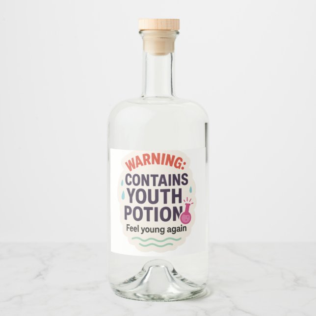 Funny Magical Elixir Design Liquor Bottle Label (Front)