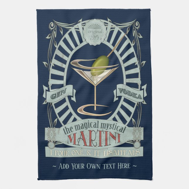 Funny Magical Martini Cocktail Personalised Tea Towel (Vertical)