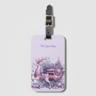Funny Magical Purple Reindeer Luggage Tag