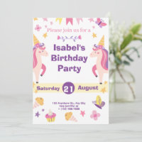 funny Magical Unicorn Birthday Invitation