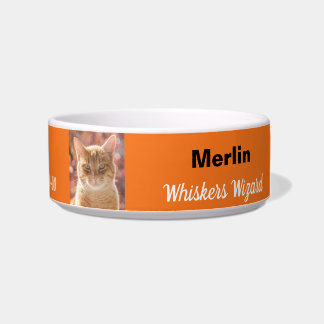 Funny Magical Whiskers Wizard Birthday Orange Cat Bowl
