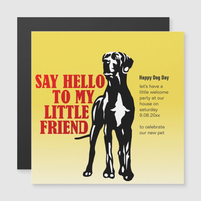 Funny magnet Great Dane invitations (Front/Back)