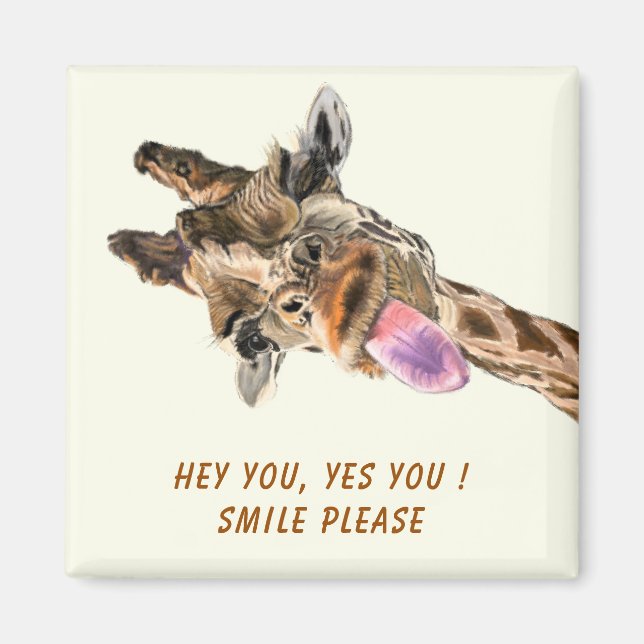 Funny Magnet with Plauful Giraffe- Smile  (Front)