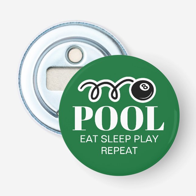 Funny magnetic beer bottle opener for pool player (Front)