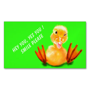 Funny Magnetic Business Card Happy Yellow Duck